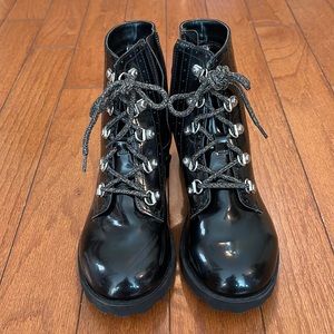 Kids combat boots black lace up